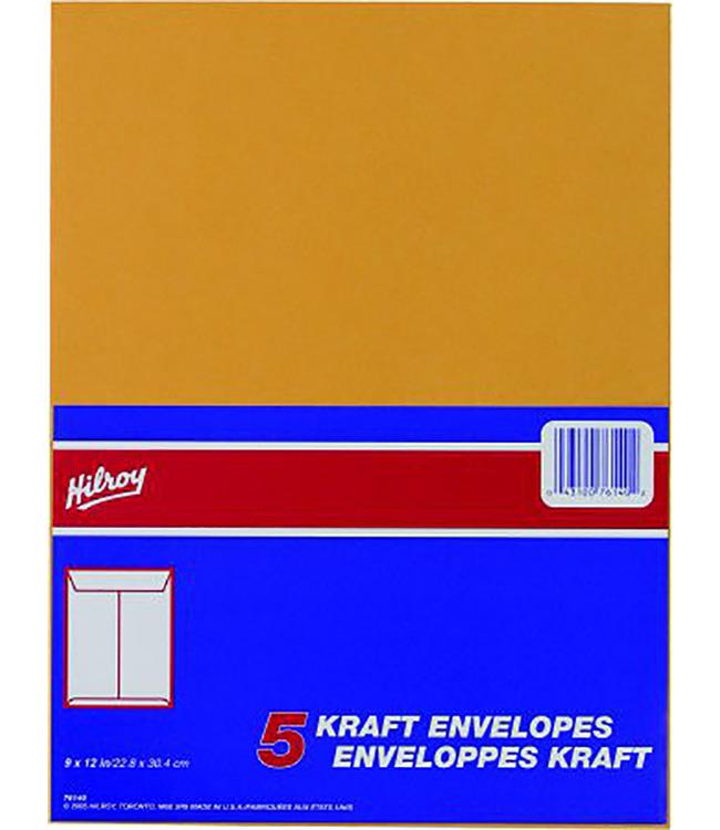 ENVELOPES KRAFT 9X12 5PK